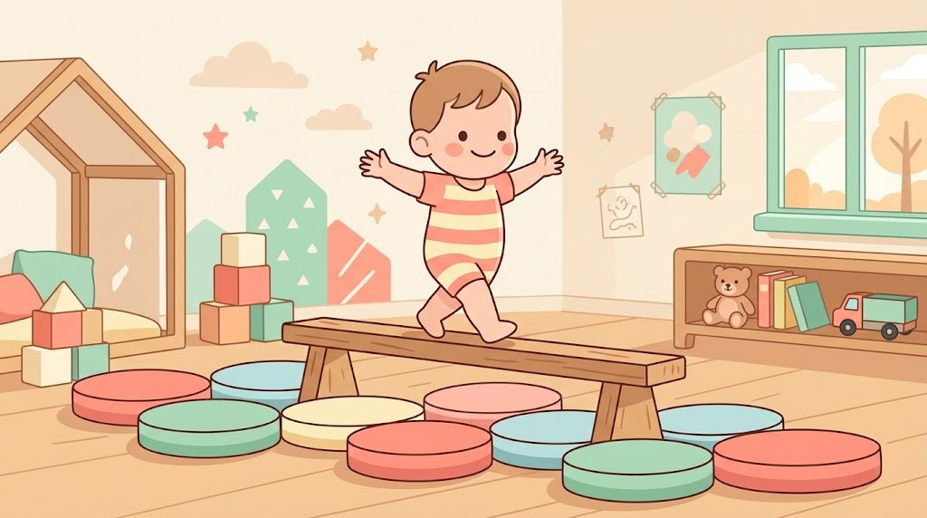 孩子常跌倒?認識動作計畫與協調發展的插畫